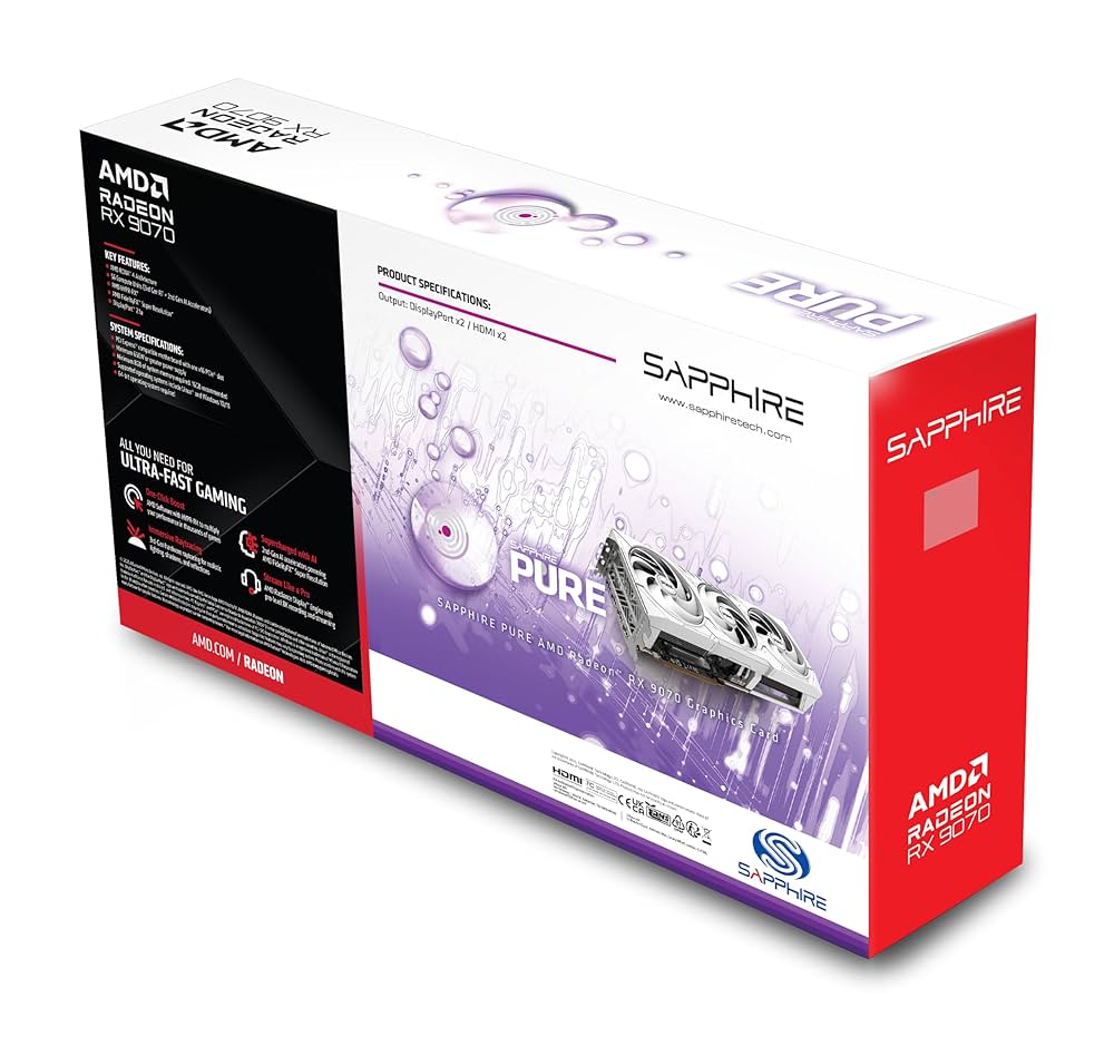 グラフィックボード・グラボ・ビデオカード SAPPHIRE PURE Radeon RX 9070 XT RX9070XT Amazon | SAPPHIRE PURE Radeon RX 9070 XT GAMING OC 16GB